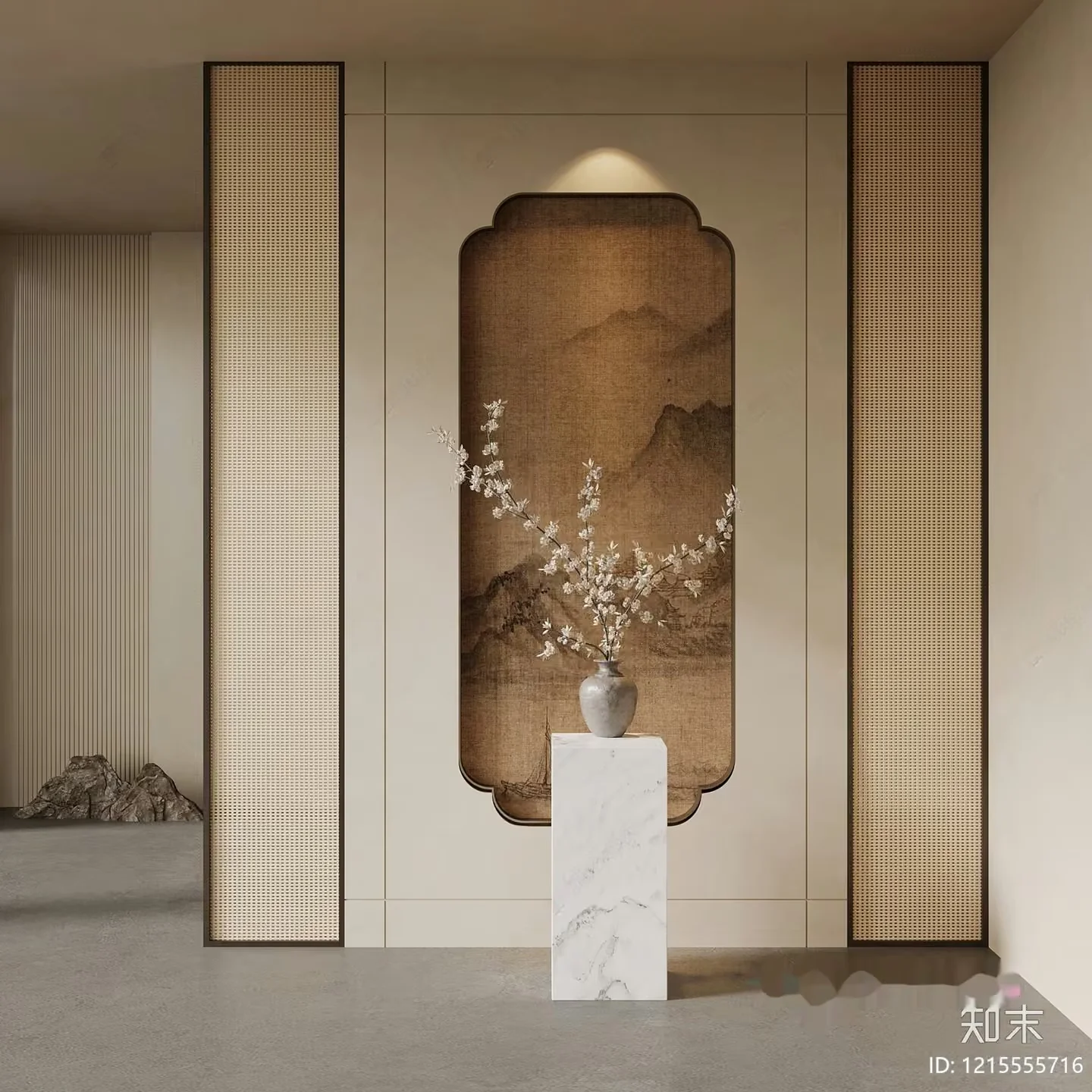 A Minimalist Room With A Vase And A Painting 3D Model – 10644 – VRAY Render