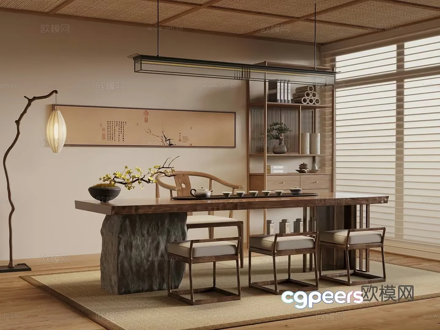 A Modern Dining Room 3D Model – 14621 – VRAY Render