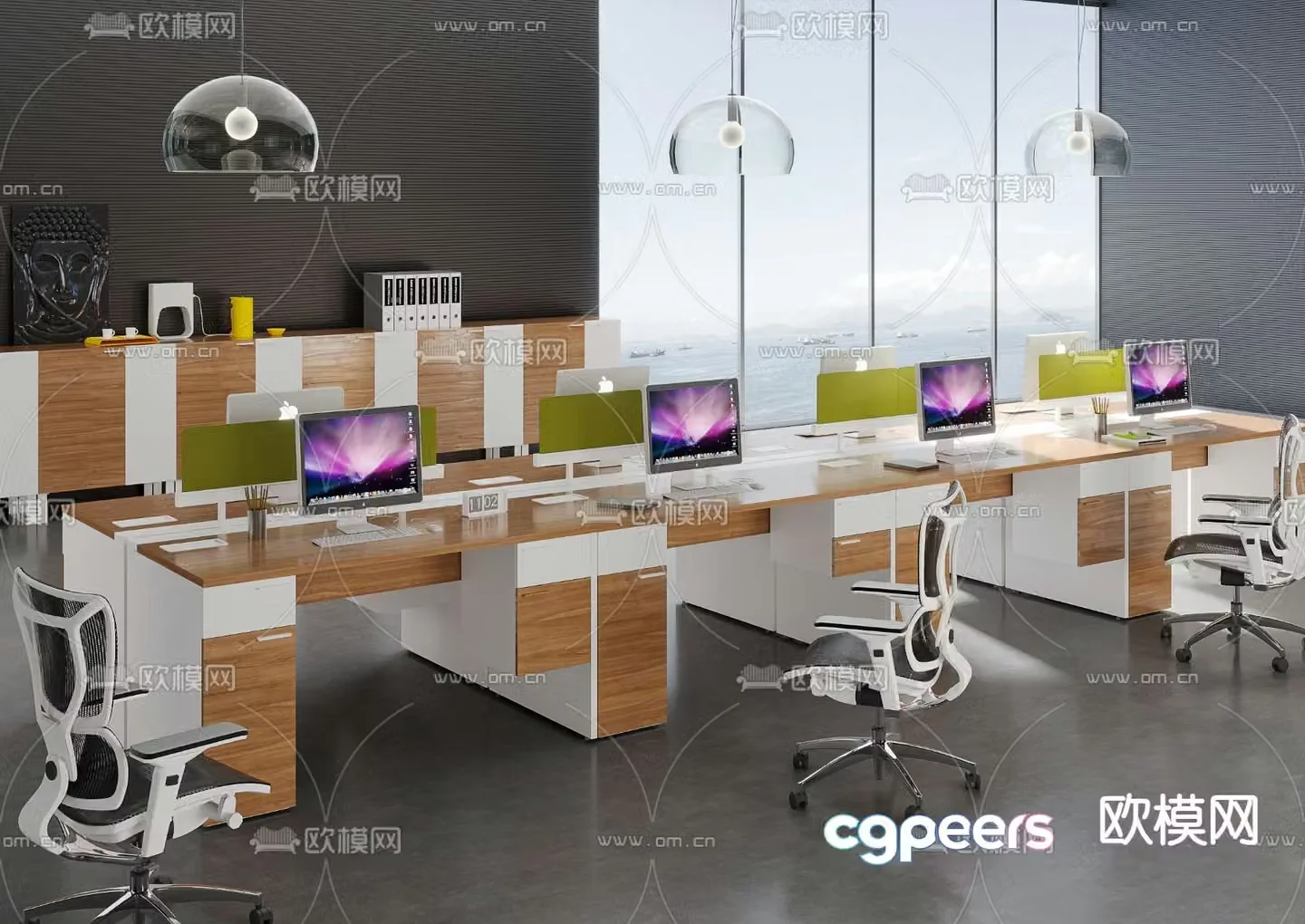 Card space desk work station post 3d model