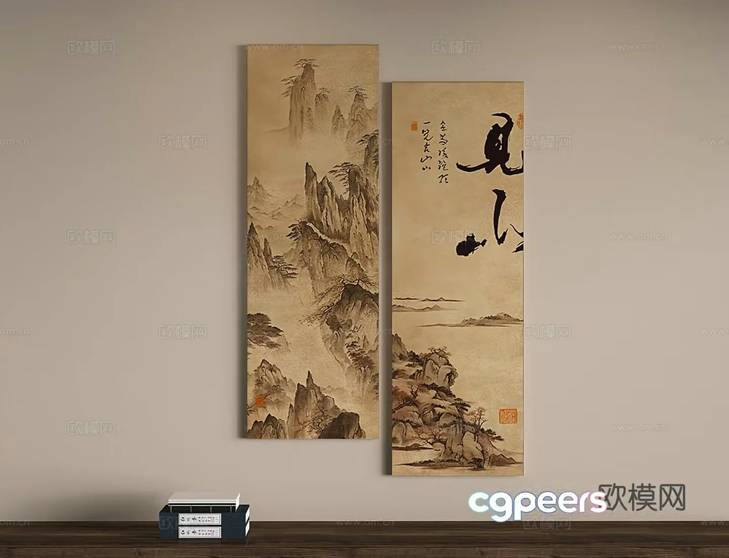 New Chinese style hanging paintings Zen decorative painting Song Dynasty landscape paintings 3D model