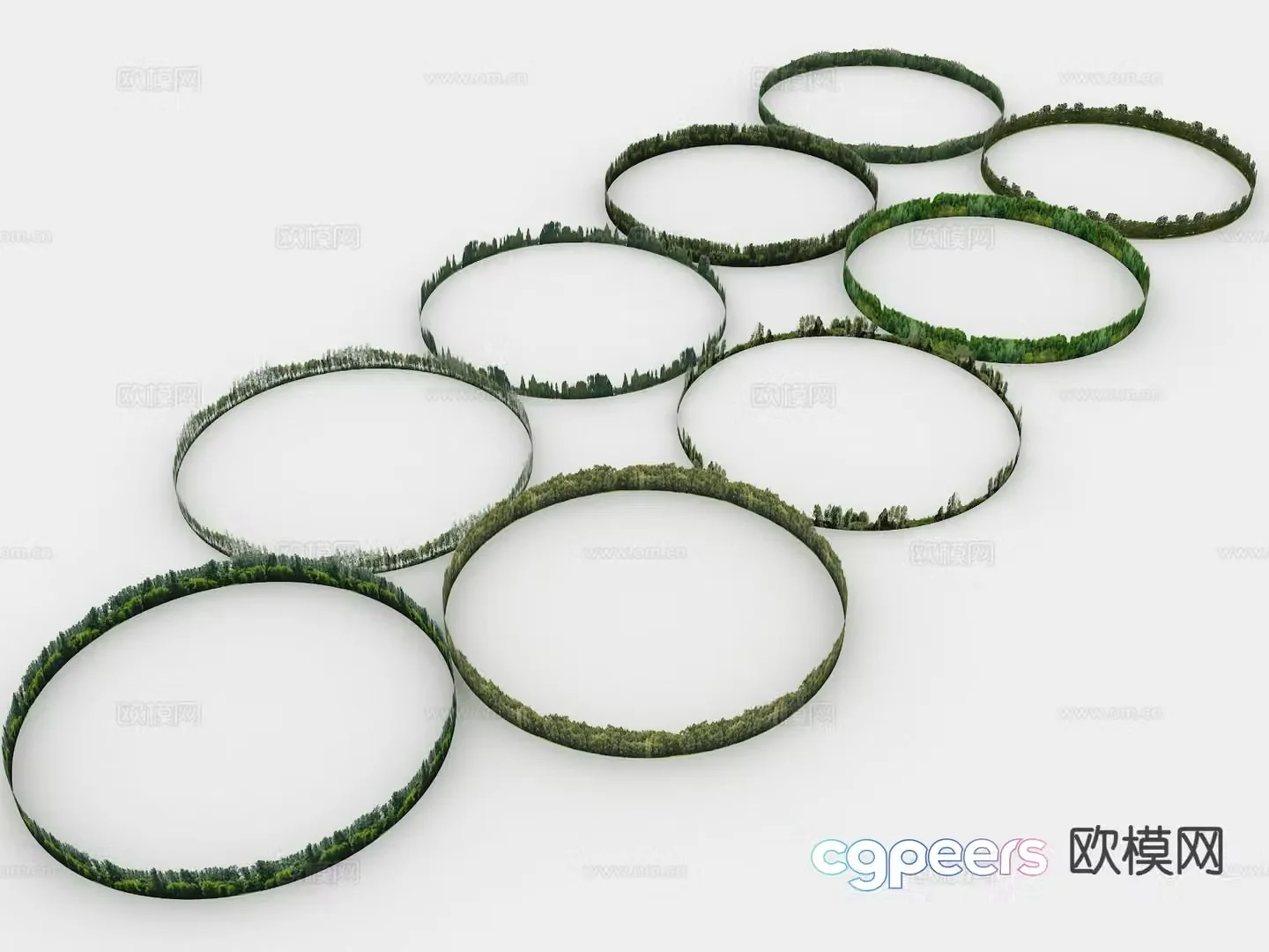 Background woods ball sky background forest ring woods 3d model