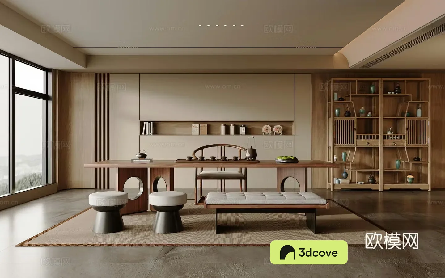 Solid wood tea table and chair combination large table and tea table tea set supplies decorative tea cabinet solid wood single chair