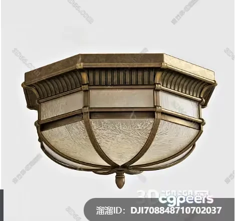 Gold Light Fixture 3D Model – 10232 – VRAY Render