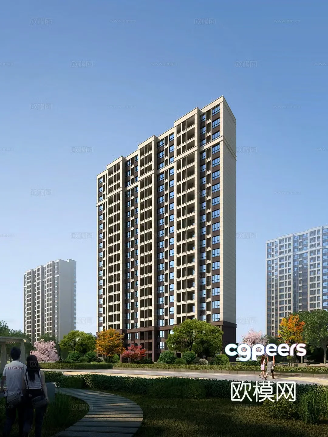 3D model of high-rise residential building exterior