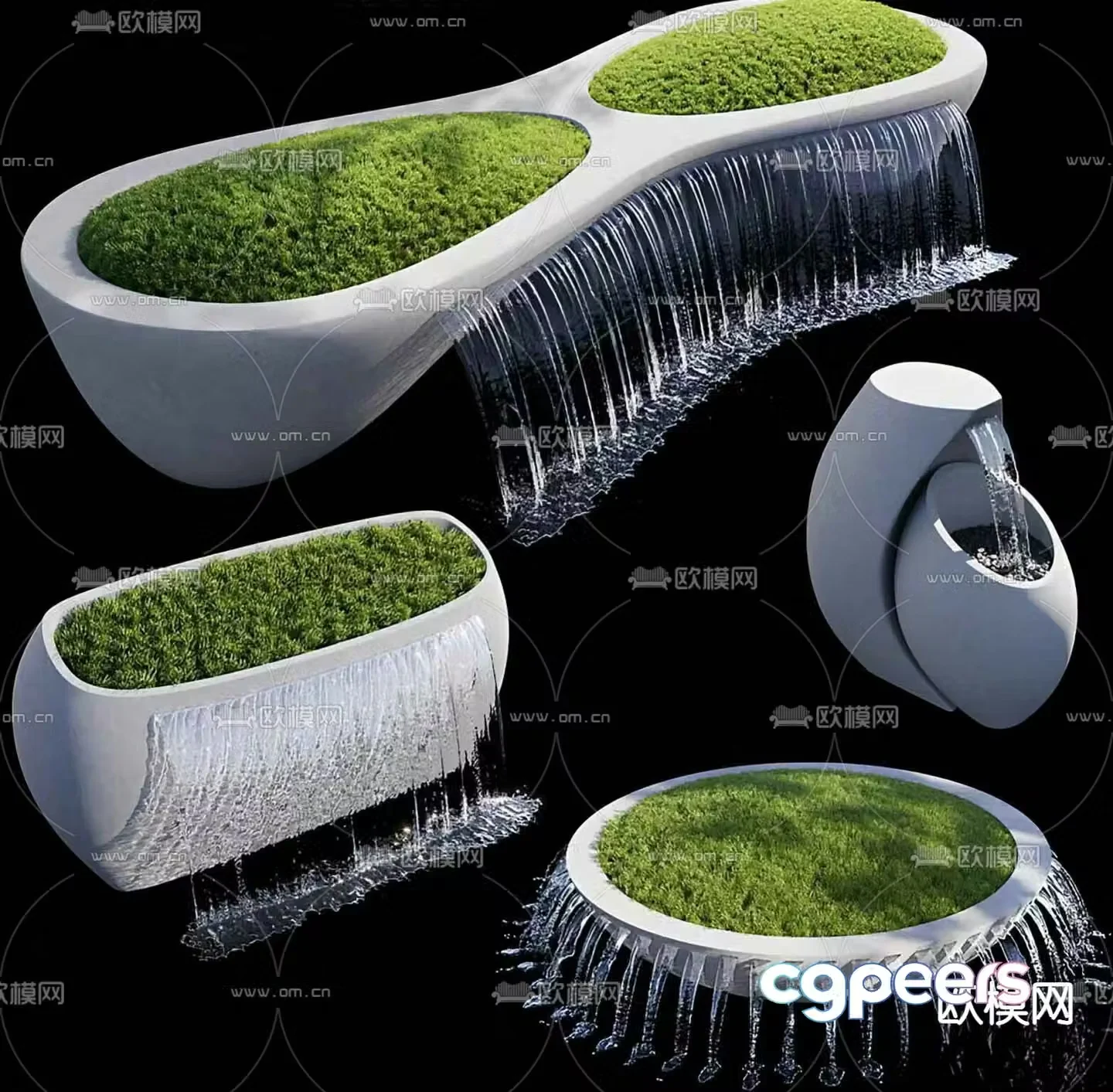 waterfall fountain landscape 3d model