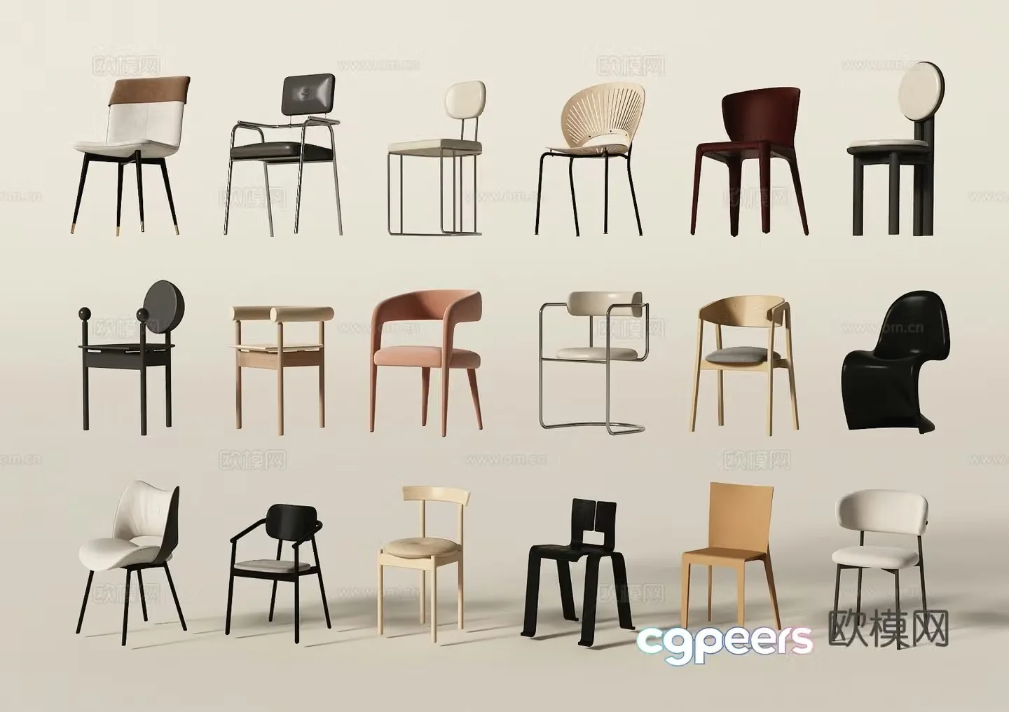 Modern dining chair single chair 3d model