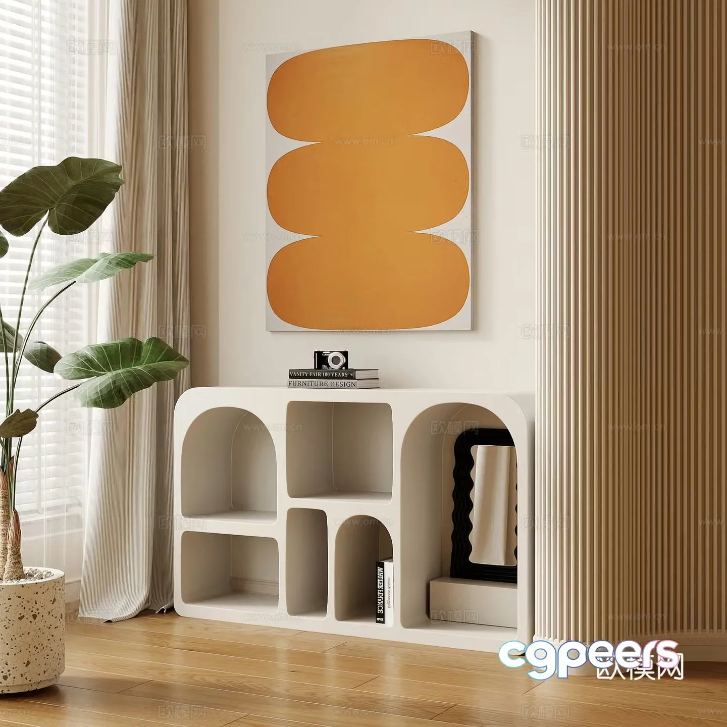09 porch cabinet modern cream style porch cabinet floor cabinet decorative cabinet 3d model