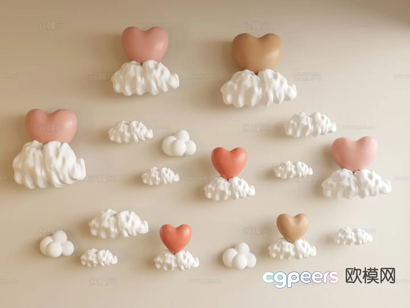 Modern children’s cloud wall decoration balloon pendant 3D model