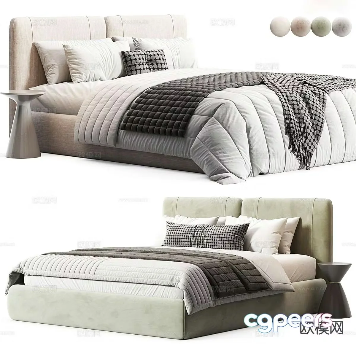 Modern double bed 3d model