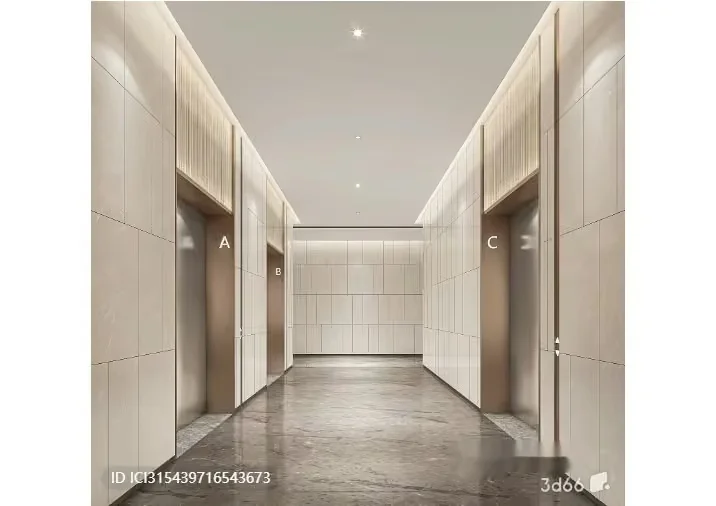 Modern Elevator Hallway 3D Model – 883 – VRAY Render