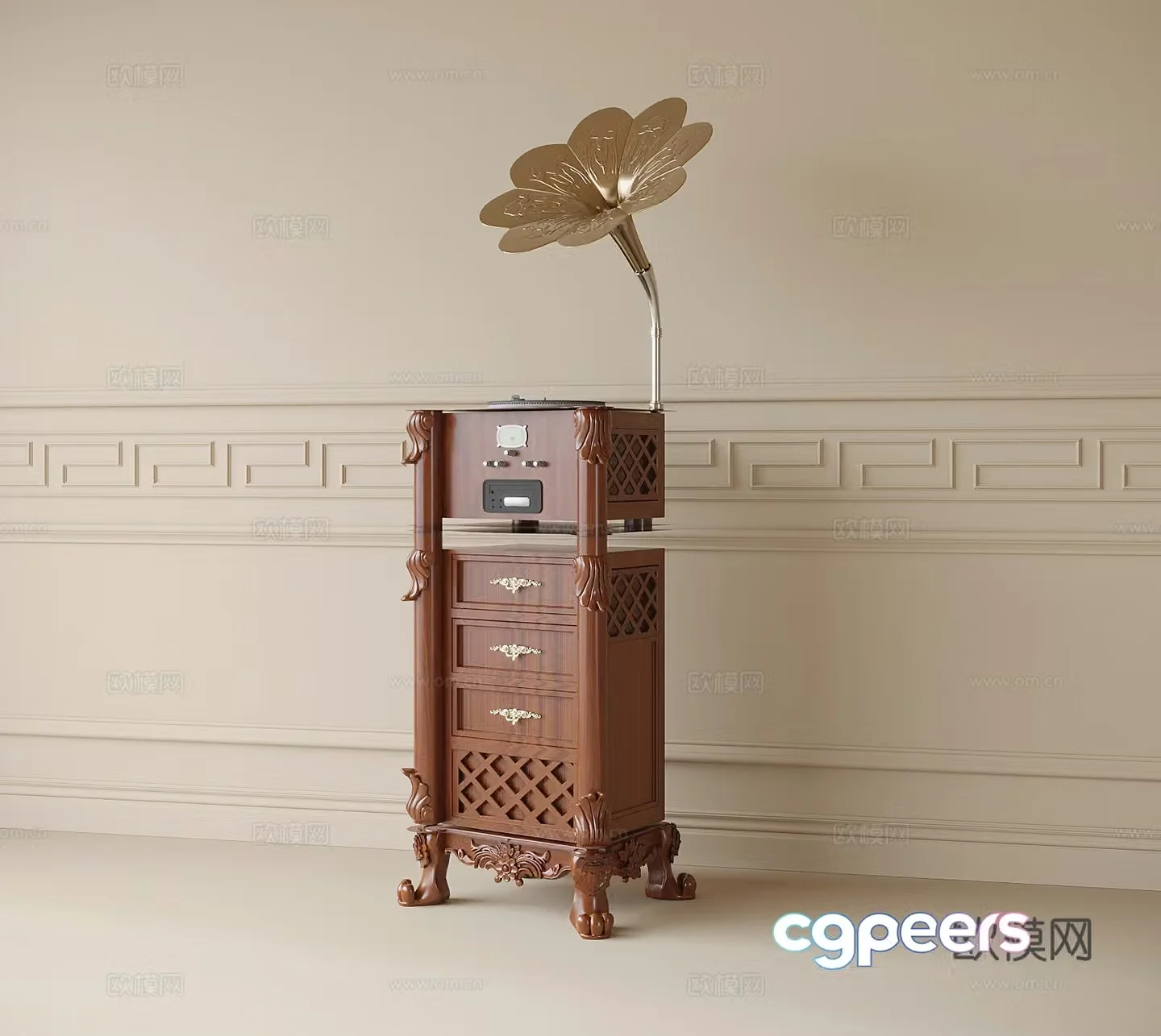 French decorative cabinet audio 3d model