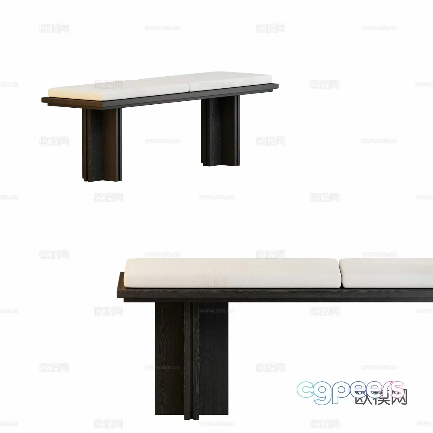 Middle -aged wind stool striped 3D model