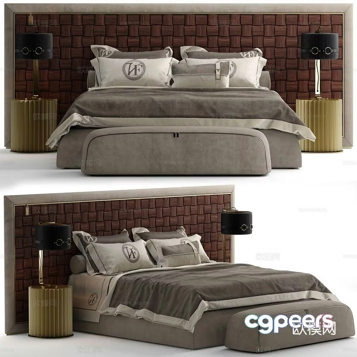 Modern double bed 3d model