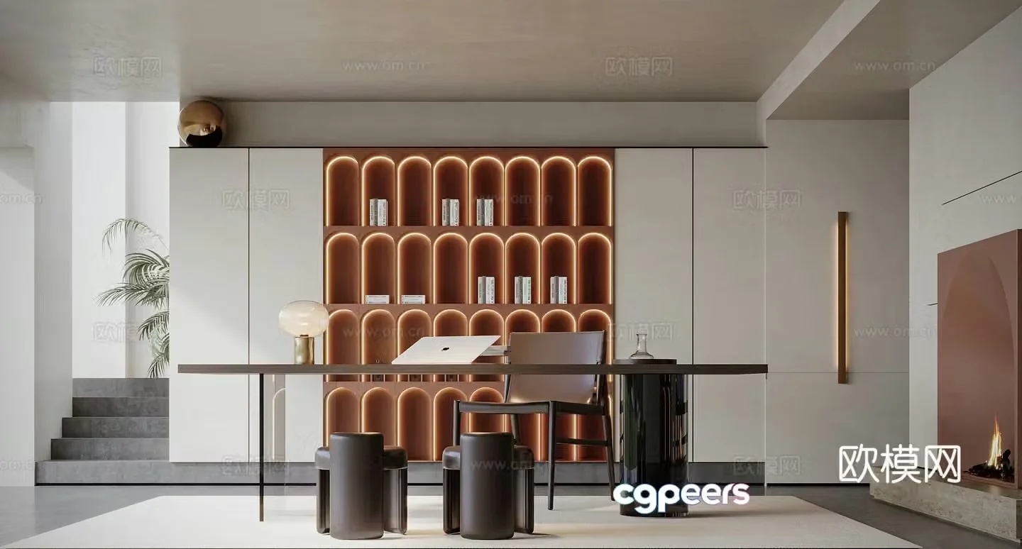 Modern study 3d model