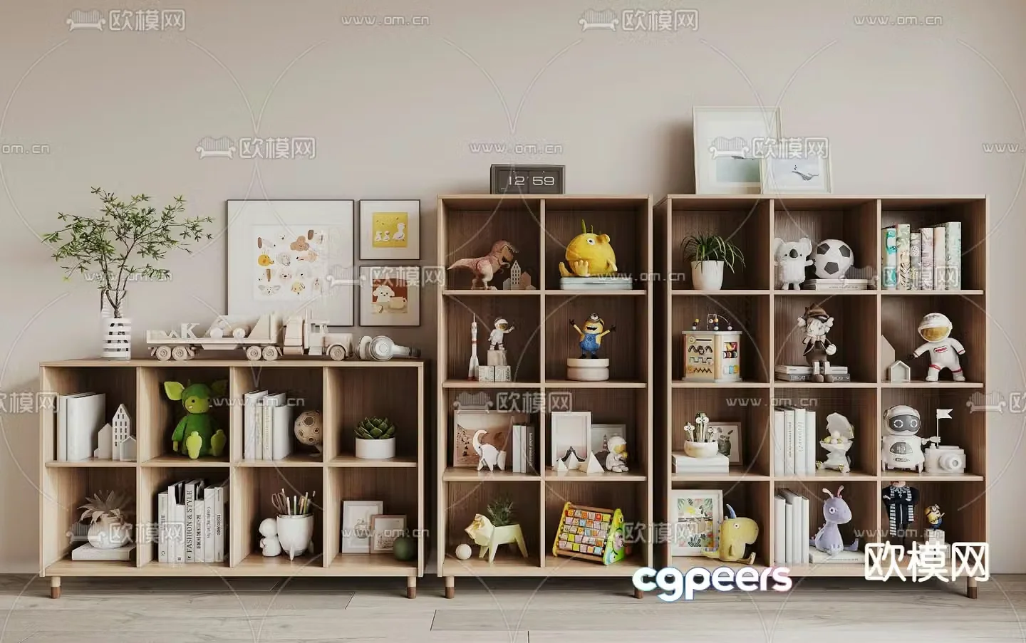 Children’s bookcase storage cabinet 3d model