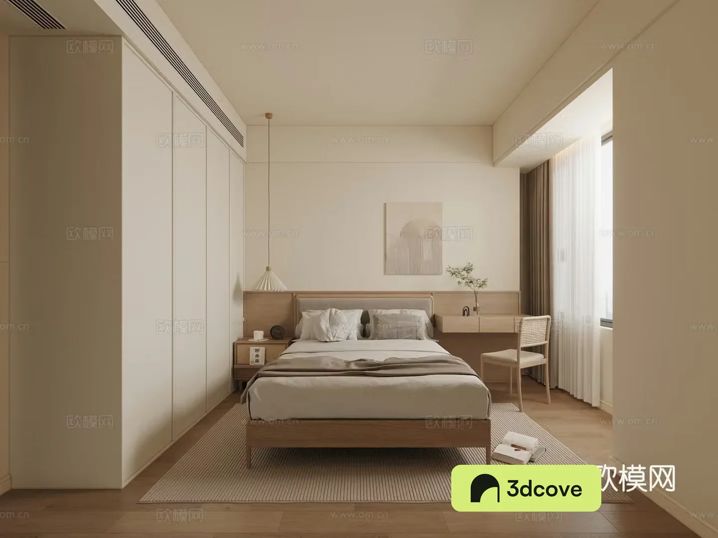 Modern log style bedroom
