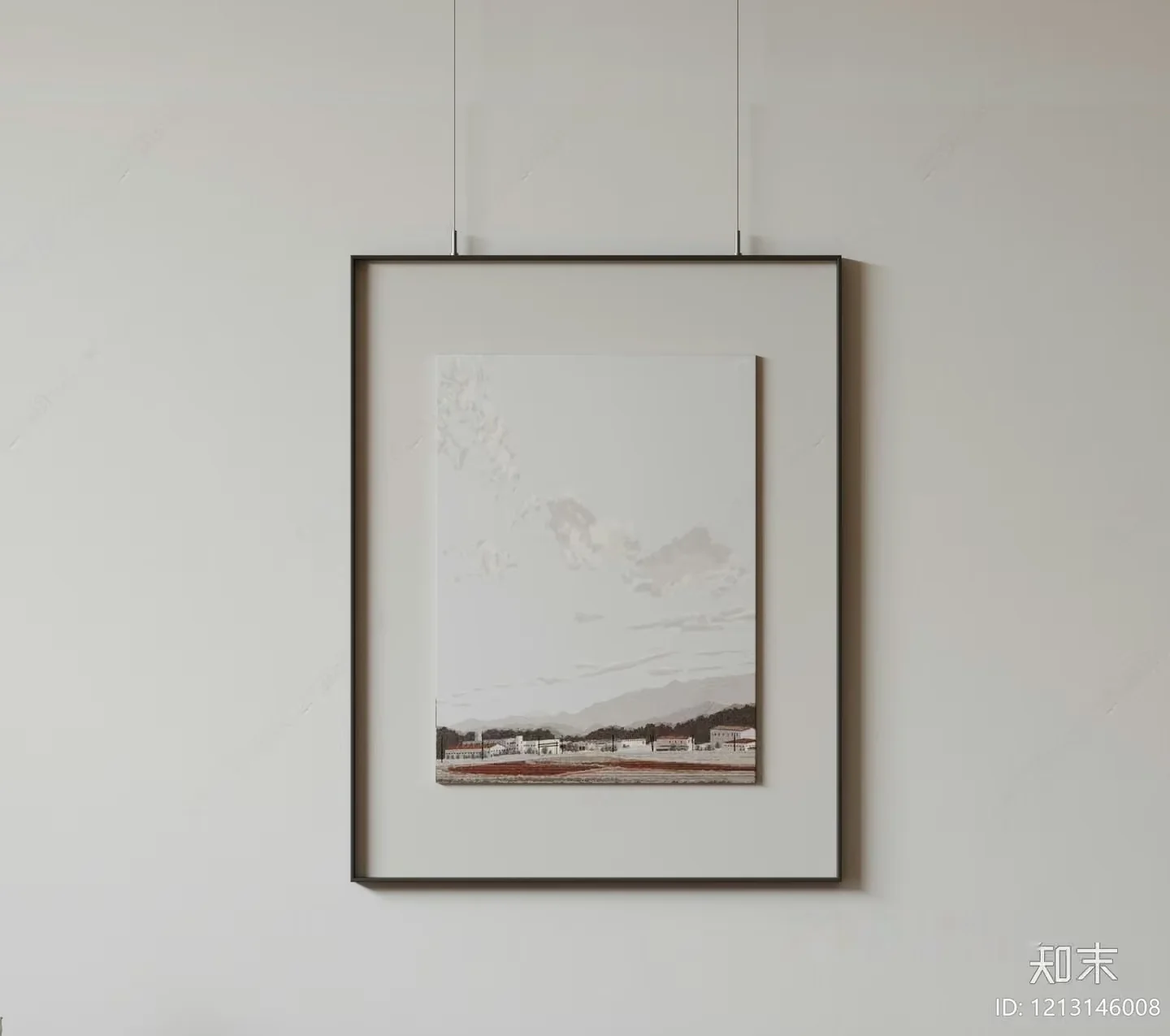 A Framed Painting Of A Landscape 3D Model – 9535 – VRAY Render