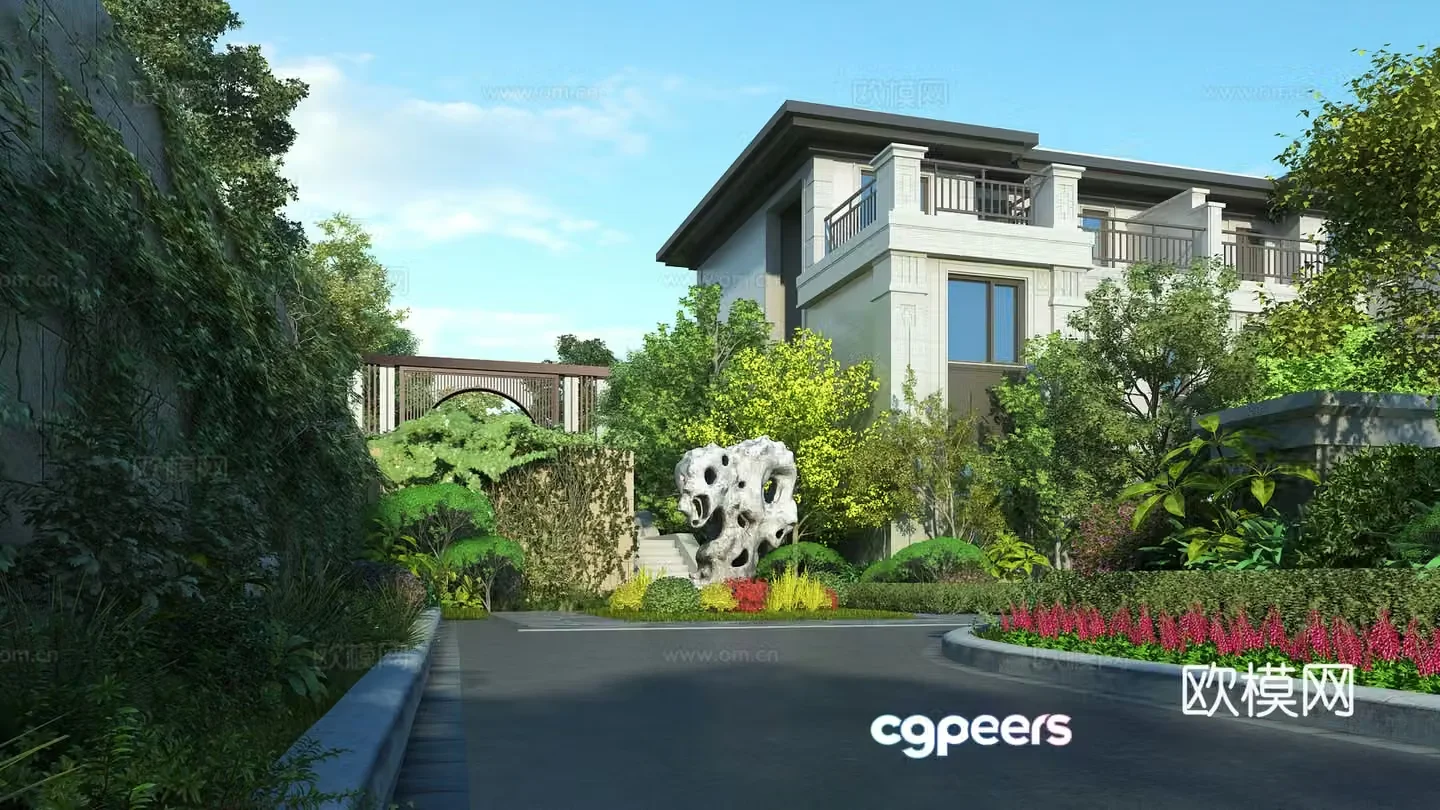 Modern garden landscape 3d model