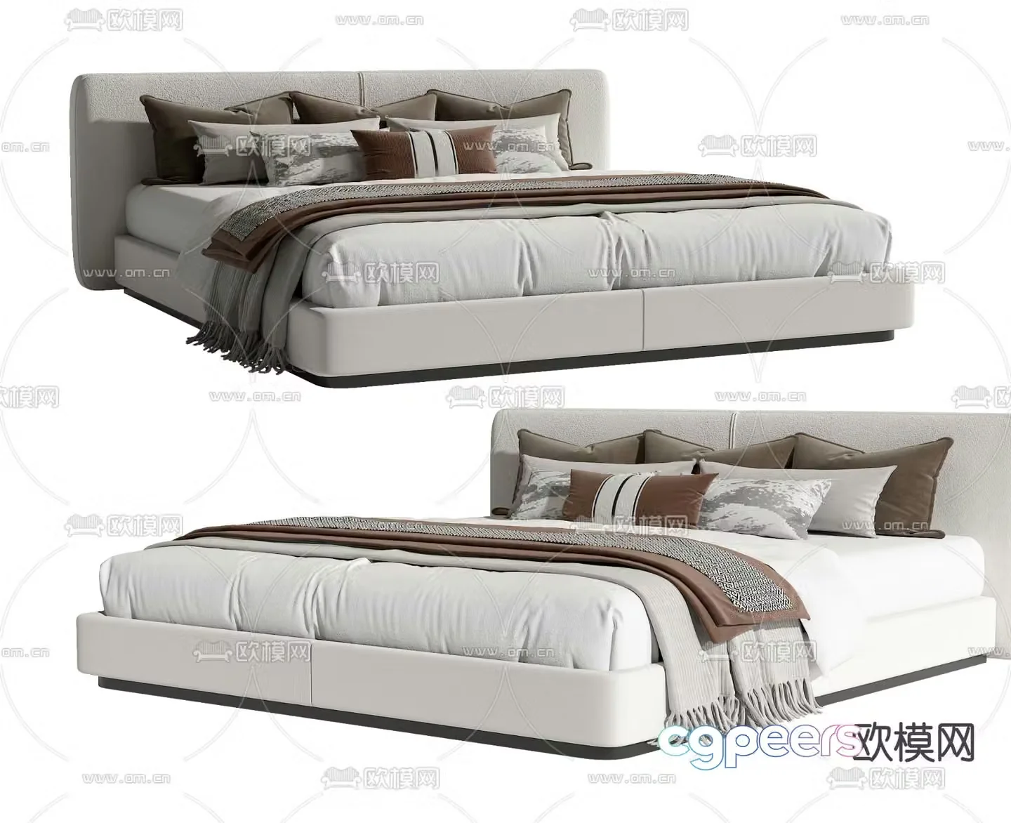 New Chinese style double bed 3d model