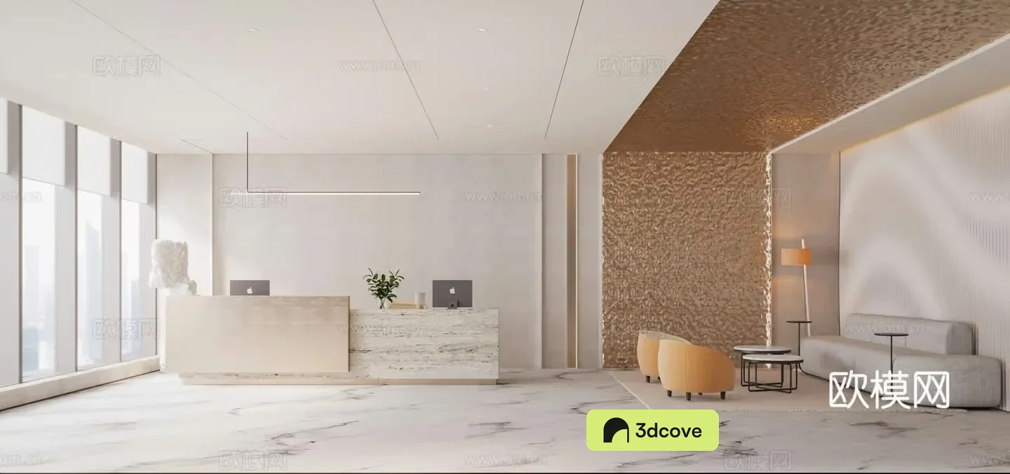 Front desk Service desk Reception area Living area Office