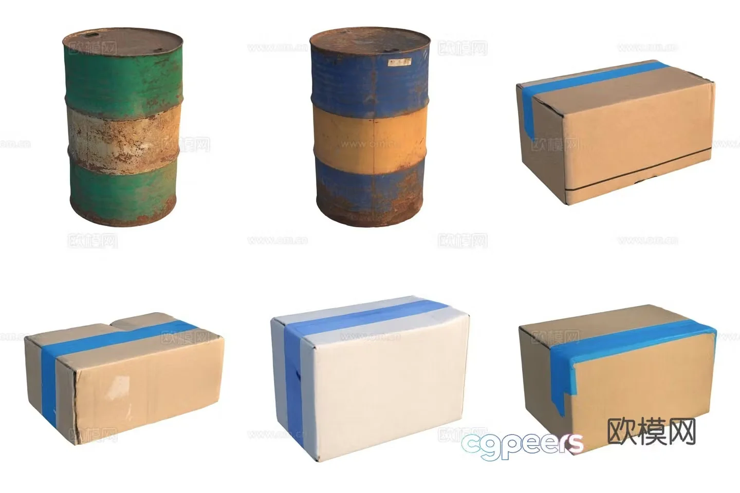 Storage carton iron barrel 3d model