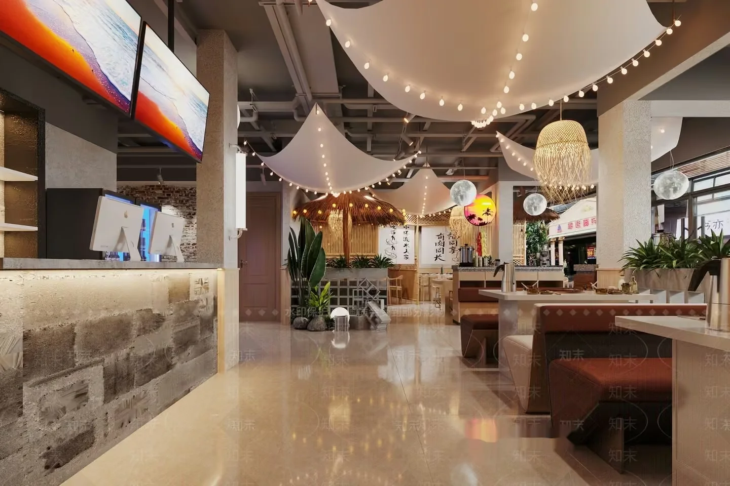 Modern Restaurant Interior 3D Model – 11893 – VRAY Render