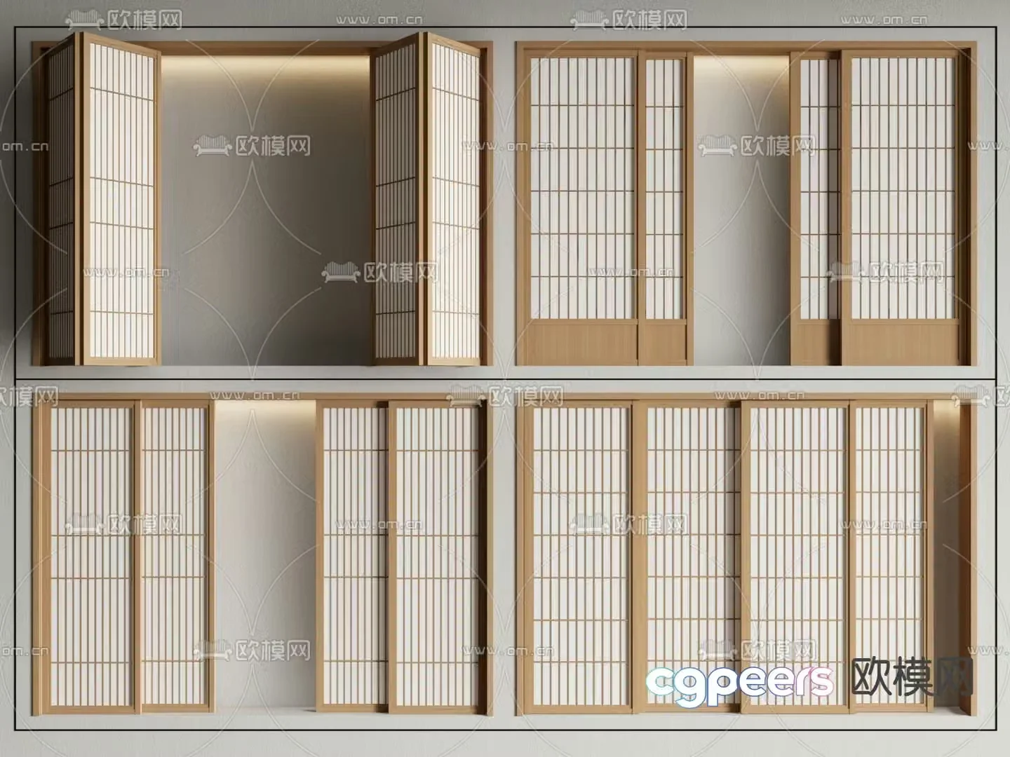 Japanese sliding door sliding door 3D model