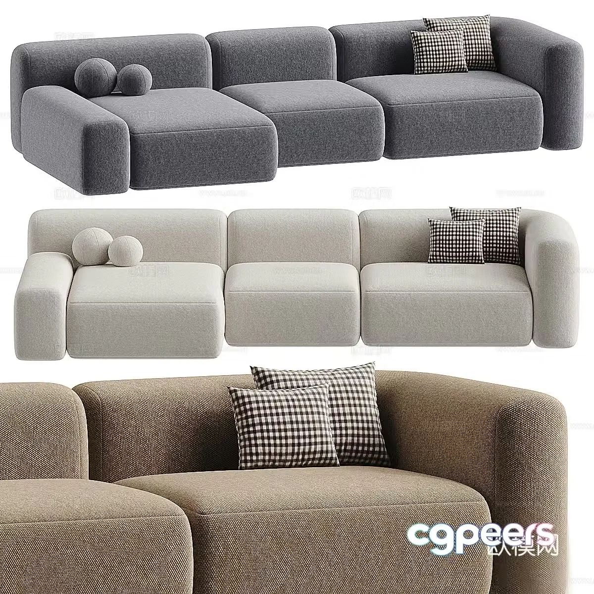 Corner sofa multi-person sofa 3d model