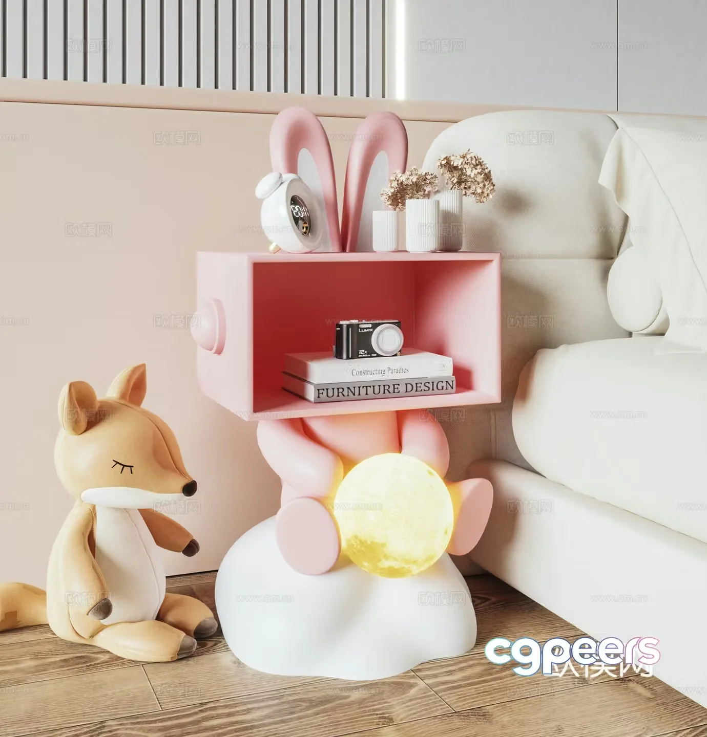 Modern cartoon bedside table 3d model