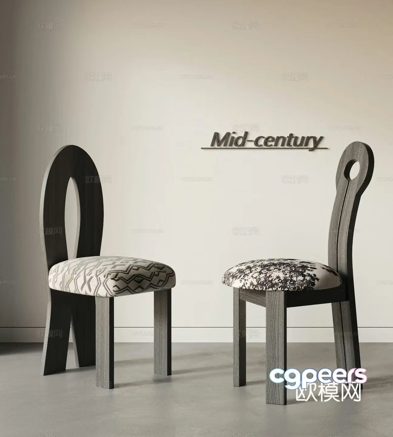 Medium style dining chair combination 3D model