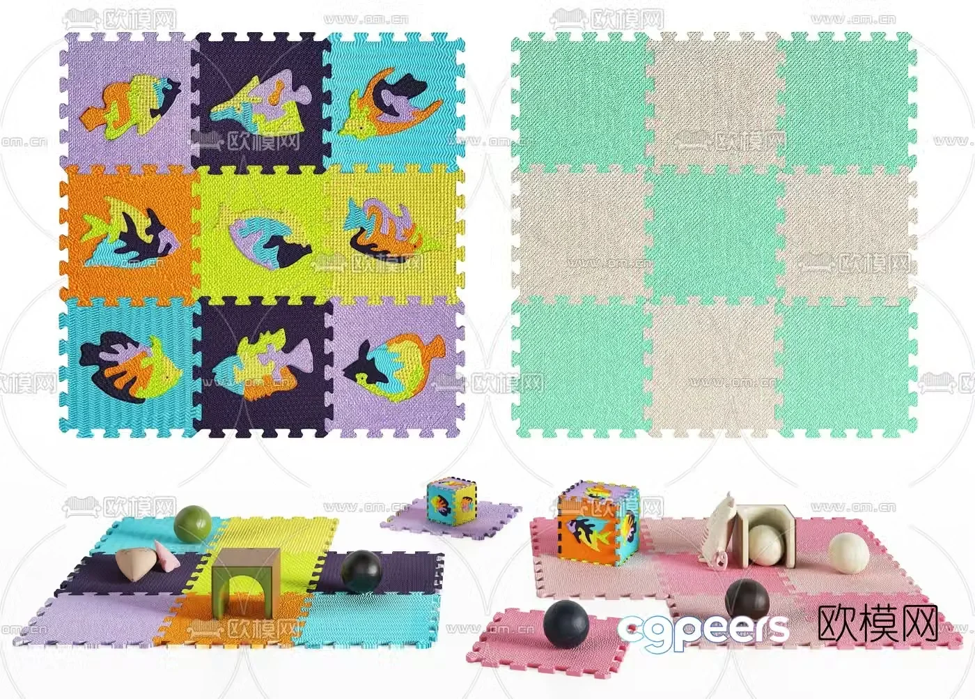 Modern children’s plastic patchwork carpet 3d model