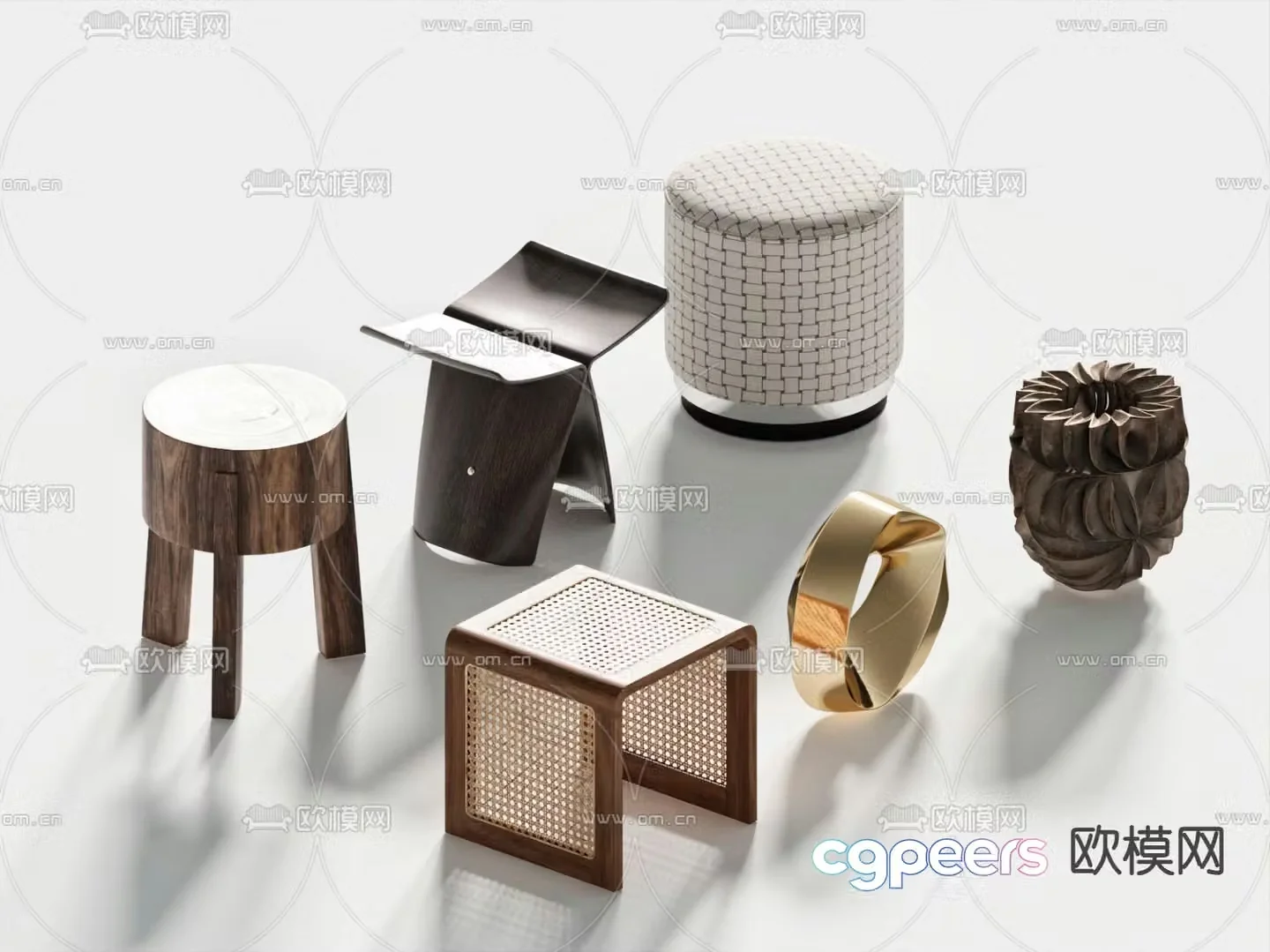 Round stool sofa stool shoe changing stool stool 3d model