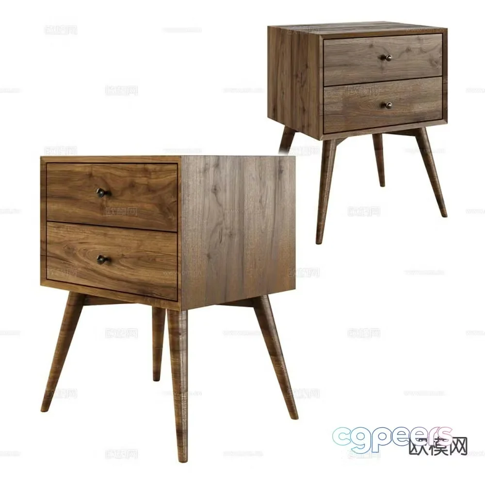 Walnut bedside table 3d model