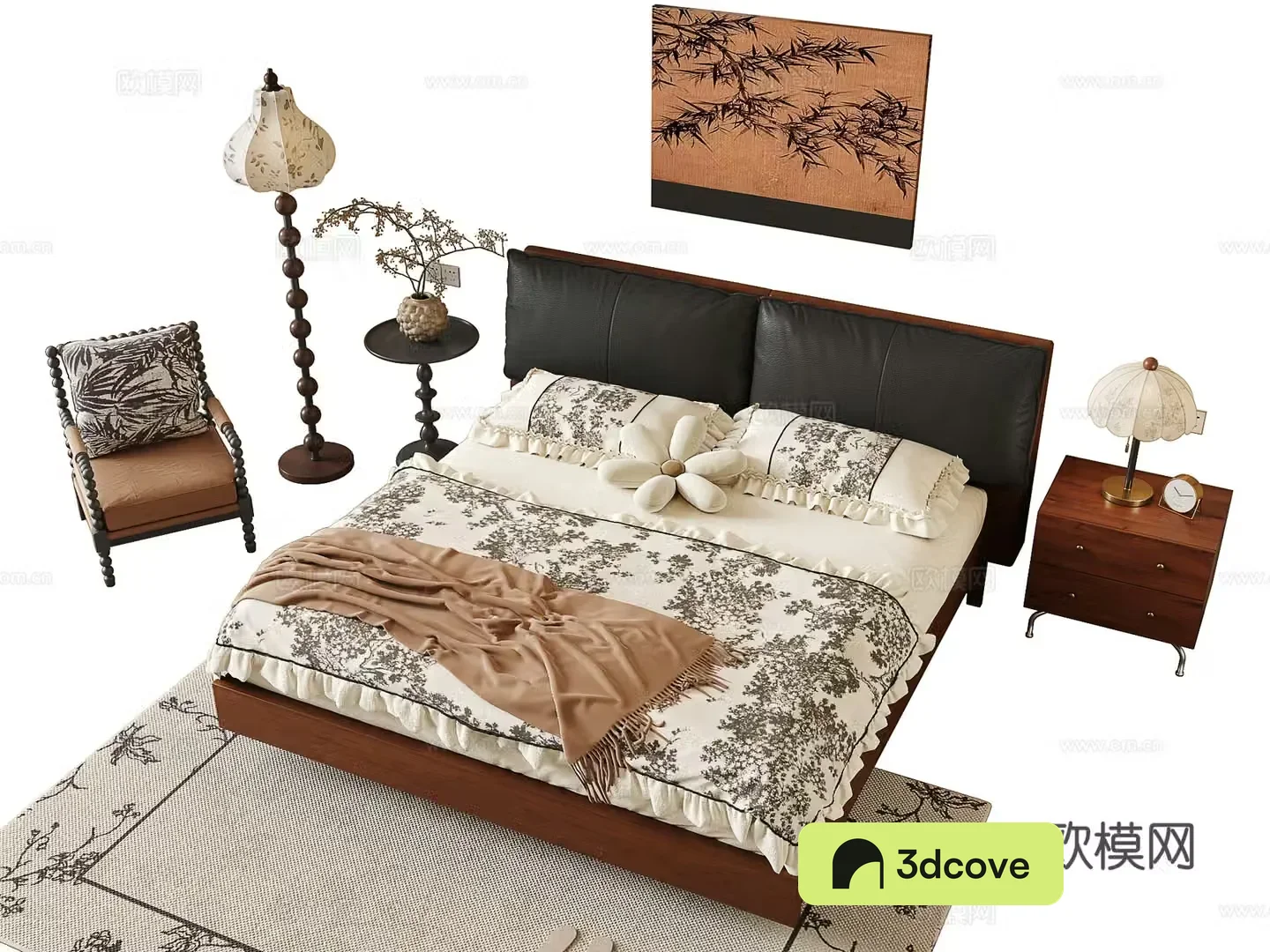 Middle -aged wind double bed
