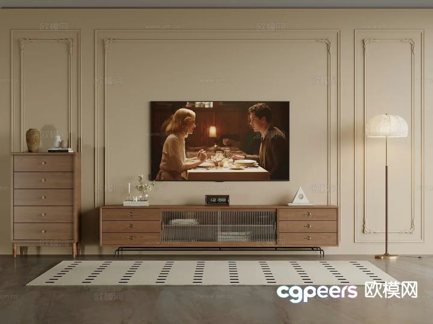 Medieval style TV cabinet 3D model