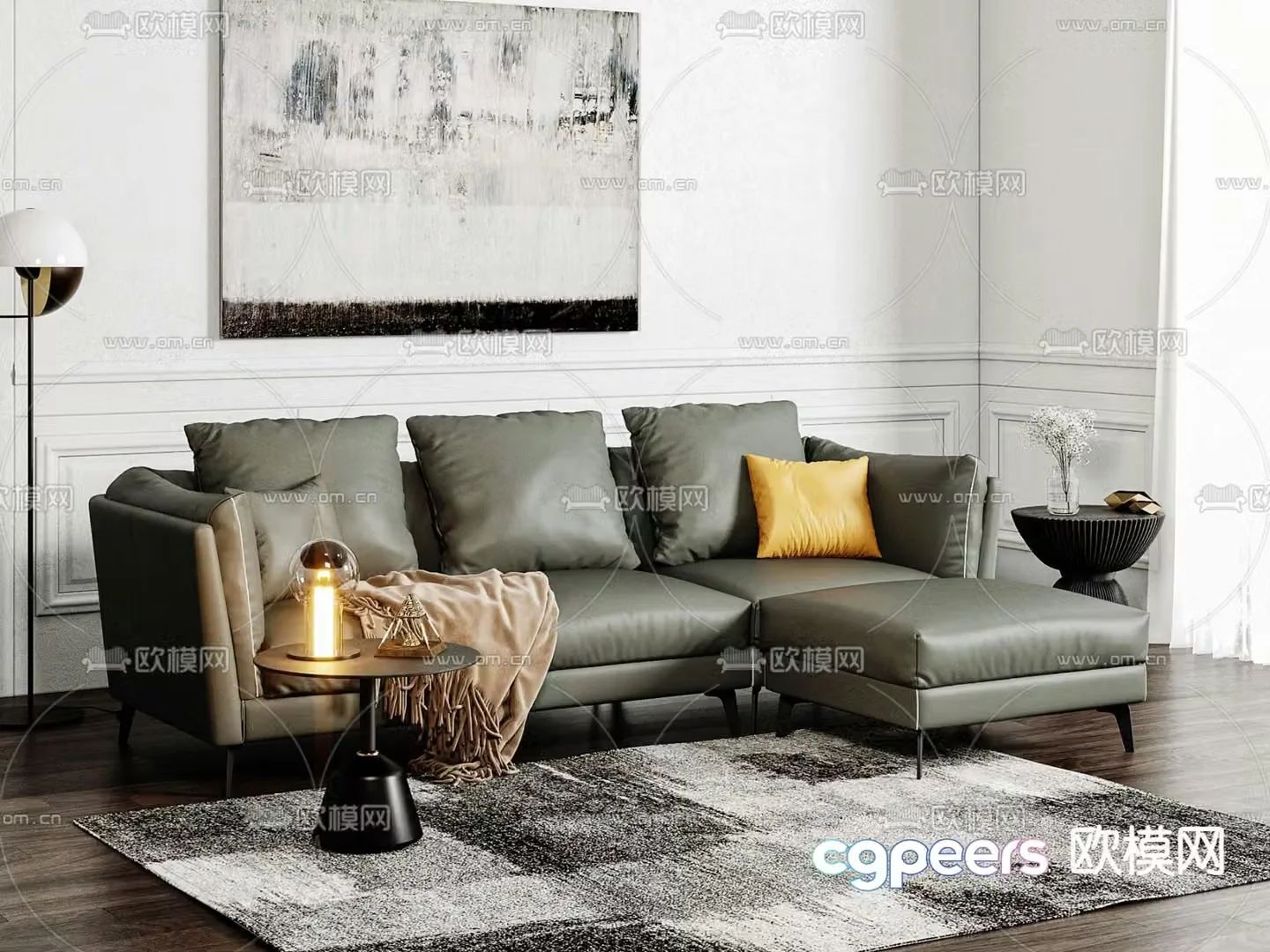 Corner sofa leather sofa 3d model