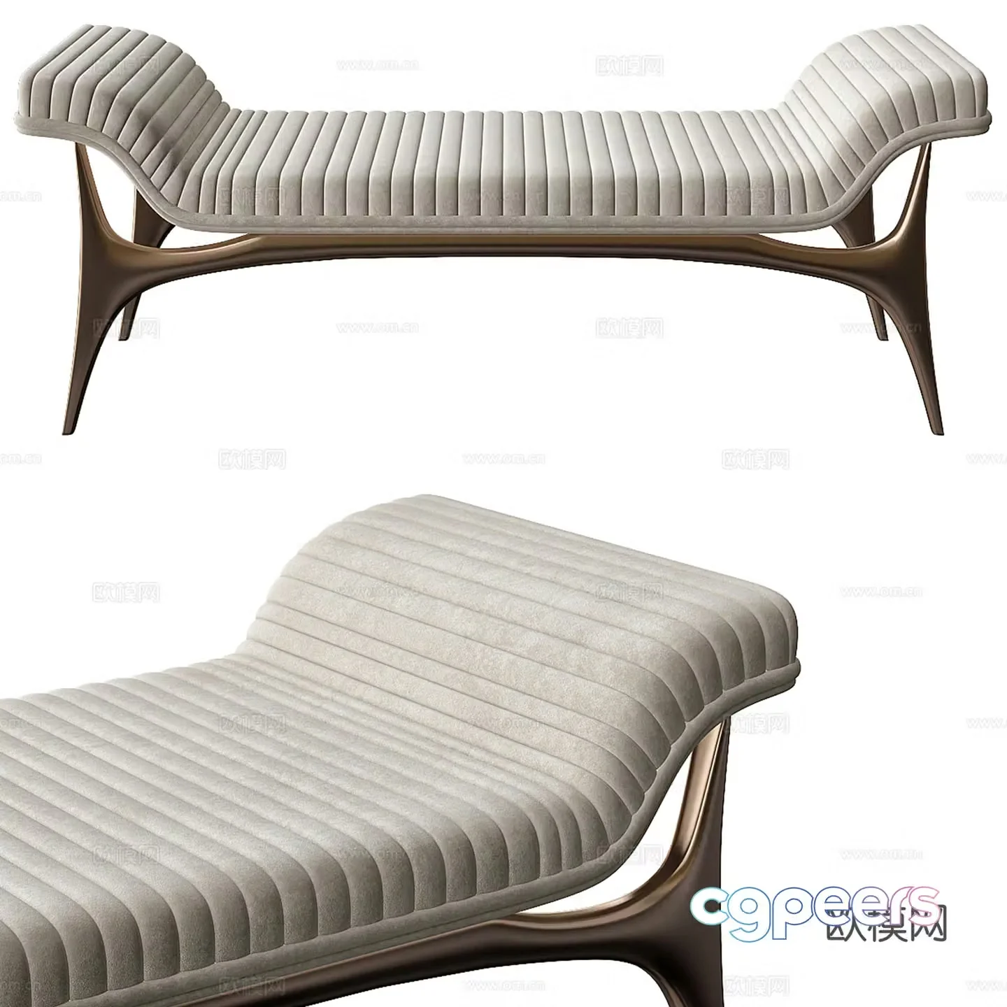 Modern light luxury bed stool bench low stool 3d model