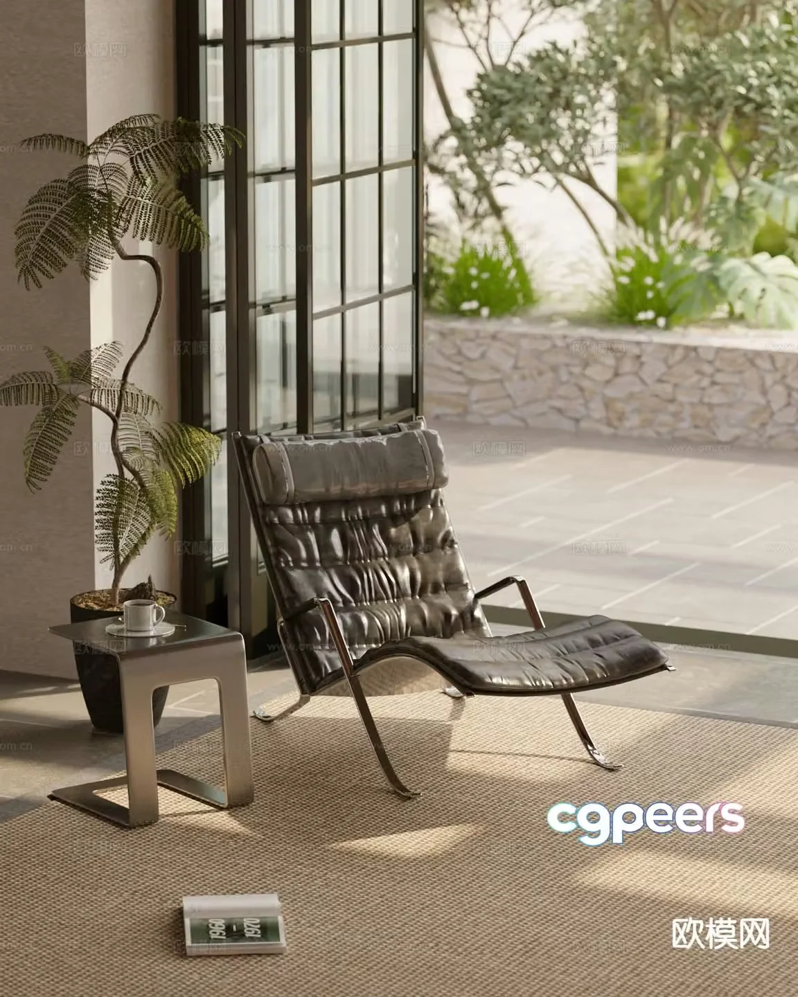 Leather chair lounge chair 3d model
