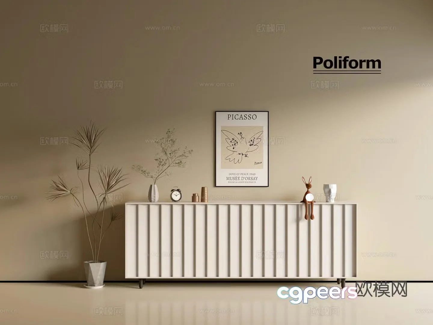 Modern cream wind chest of cabinet ins wind minimalist wind cabinet whole cabinet sideboard balcony cabinet 3d model