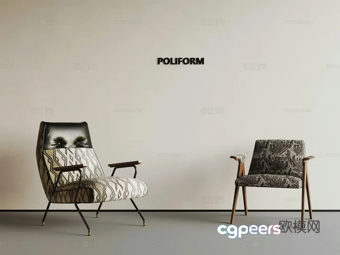 Middle-aged leisure chair 3D model