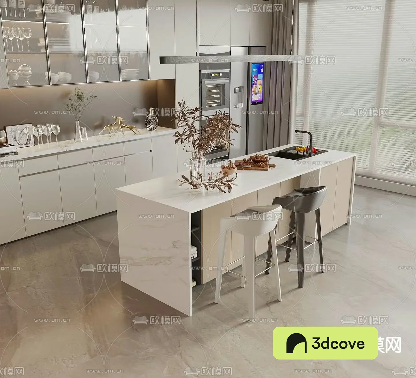 Marble bar counter island table cabinet