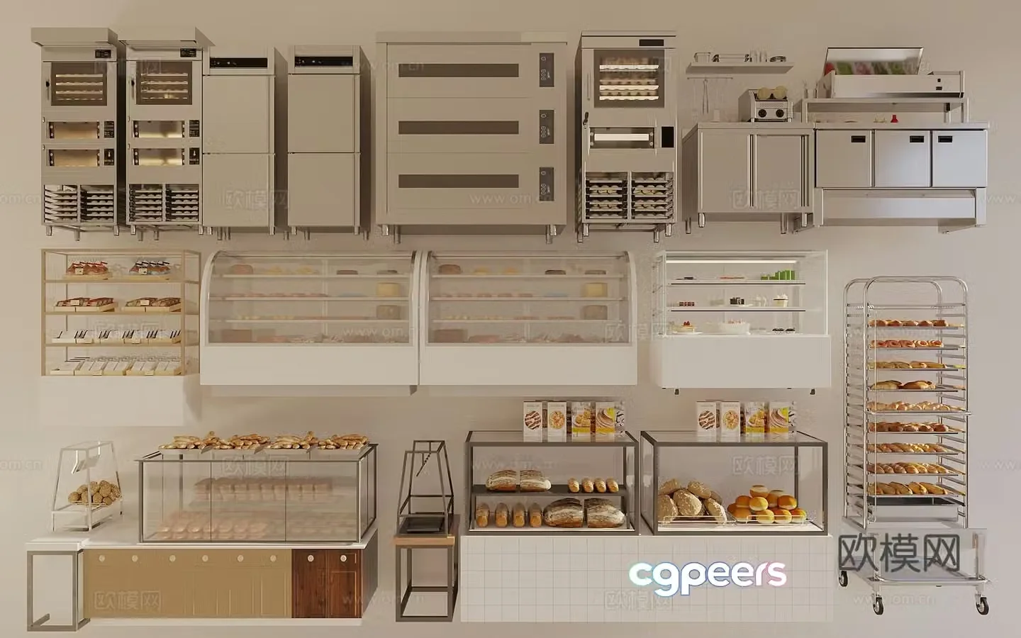 Bread display rack Cake display cabinet Bakery store shelves Dessert store shelves Bread shelves Electric 3D model