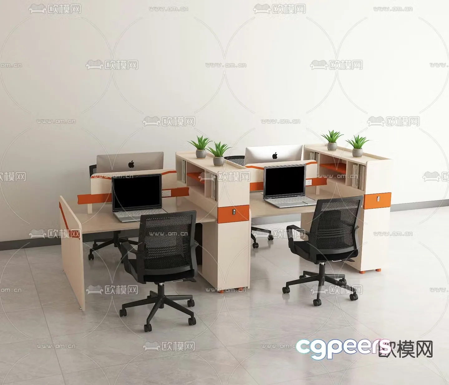 Office desk and chair work station position card position 3d model