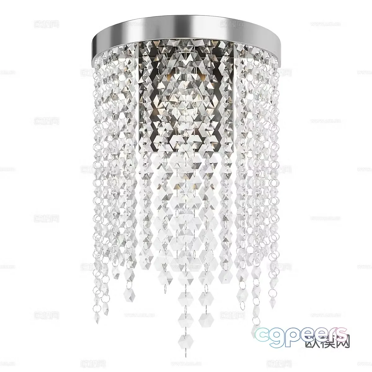 Modern light luxury Cascada chrome crystal wall light 3D model