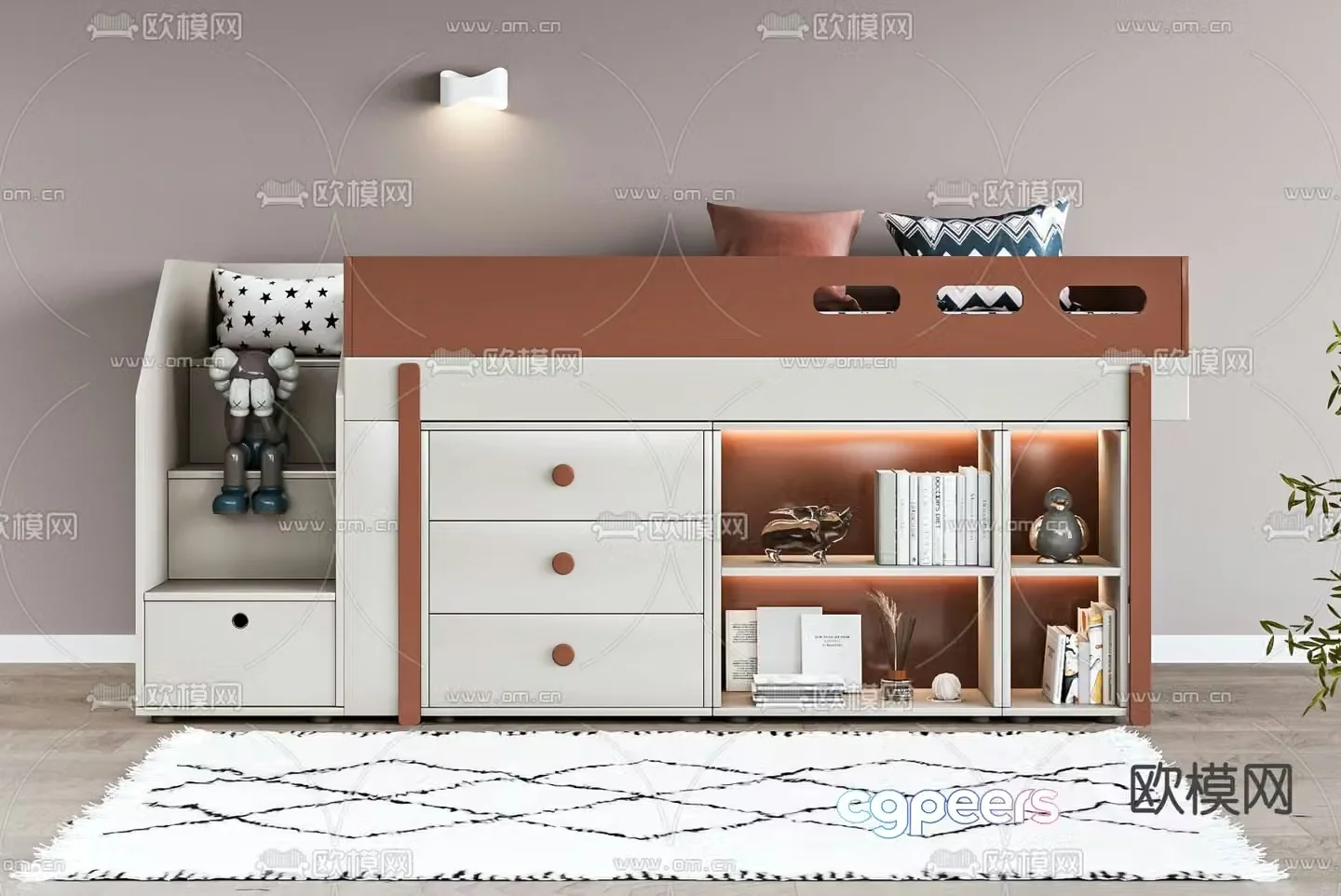 Modern multifunctional children’s bed 3d model