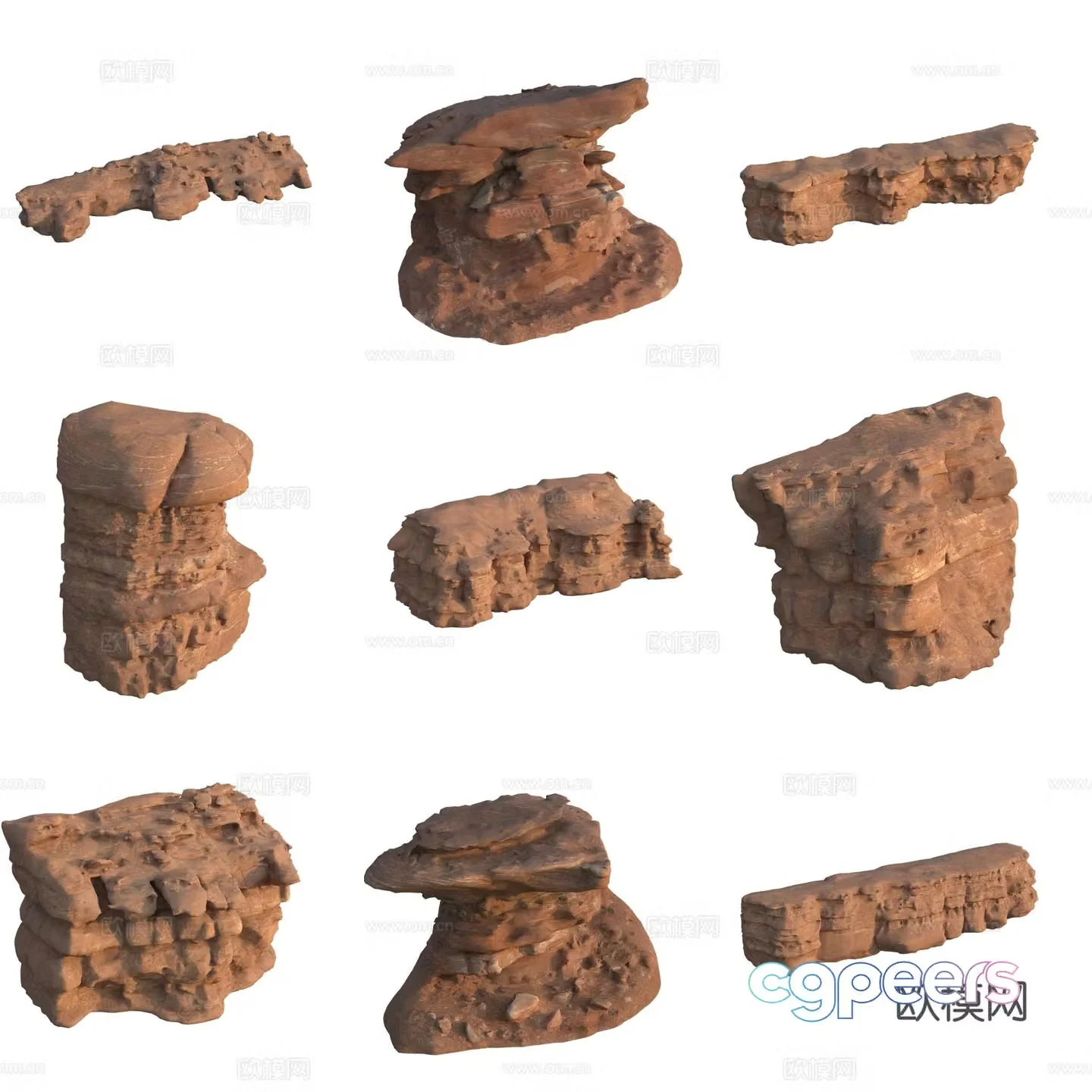 Sandstone large stone stone wall boulder 3D model