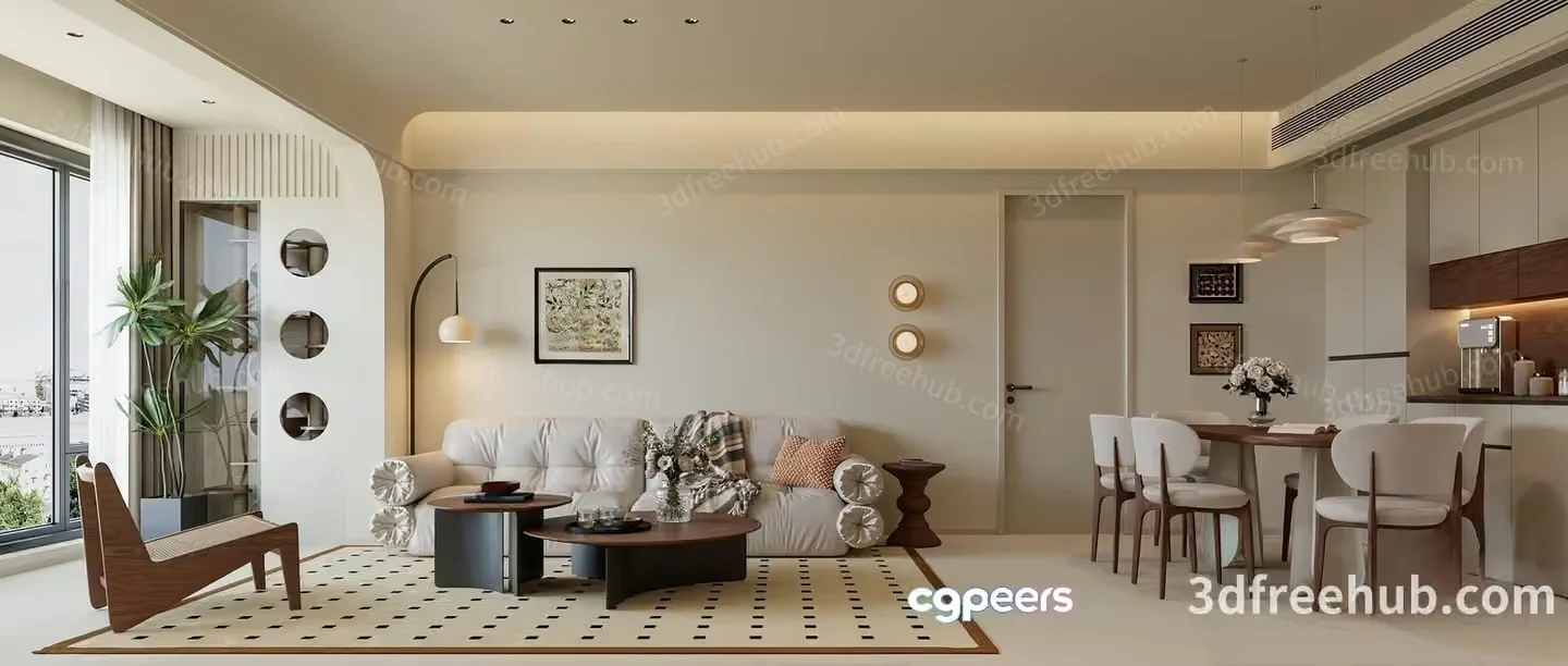Modern Living Room 3D Model – 23484 – VRAY Render