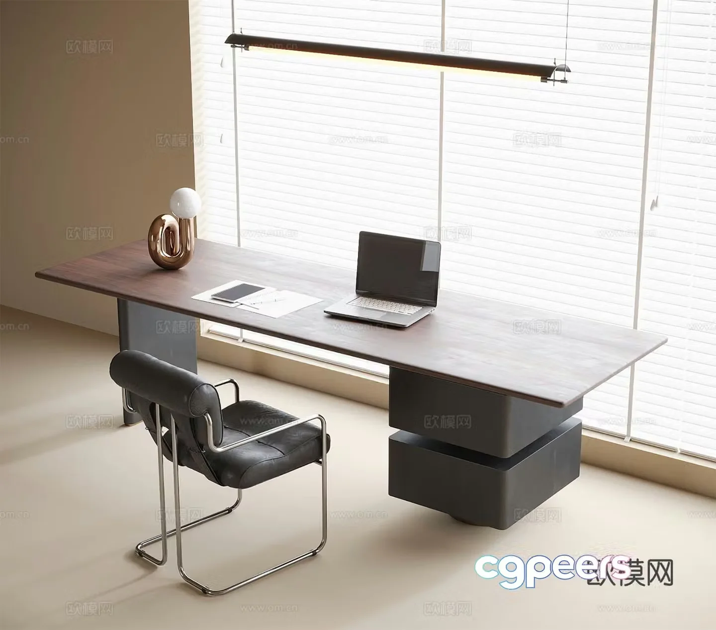 Modern desk chair computer desk 3d model