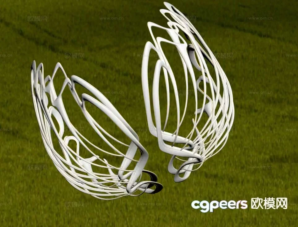 Shell Sculpture Wings Landscape Sculpture 3D Model