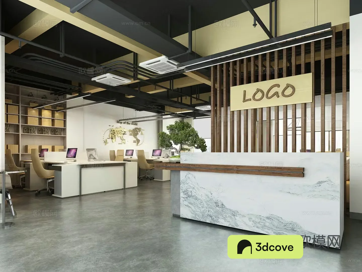 Industrial style front desk negotiation area office area